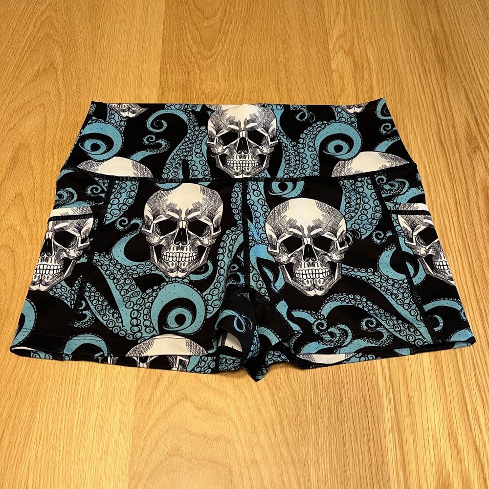 Constantly Varied Gear CSG Athletic Shorts Black & Blue Skull Tentacles Medium